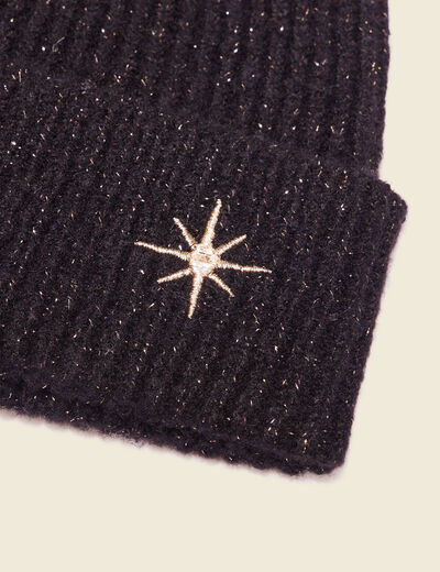 Bonnet tricoté noir femme