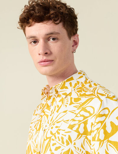 Chemise manches courtes fluide jaune fonc&eacute; homme