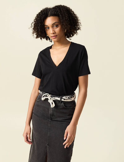 T-shirt manches courtes noir femme