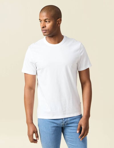 T-shirt en coton manches courtes blanc homme