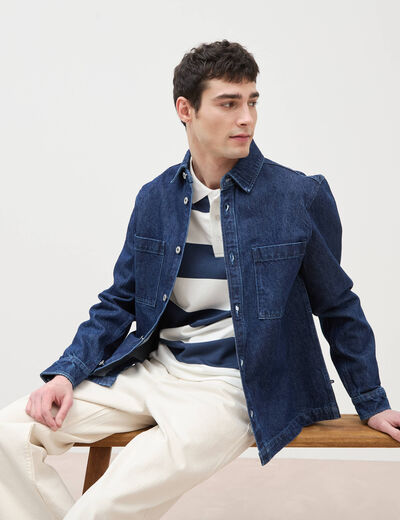 Surchemise en jeans coton coupe droite denim brut homme