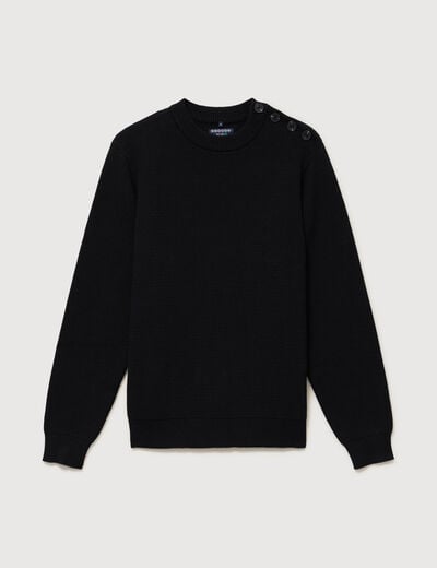 Pull manches longues col rond noir homme