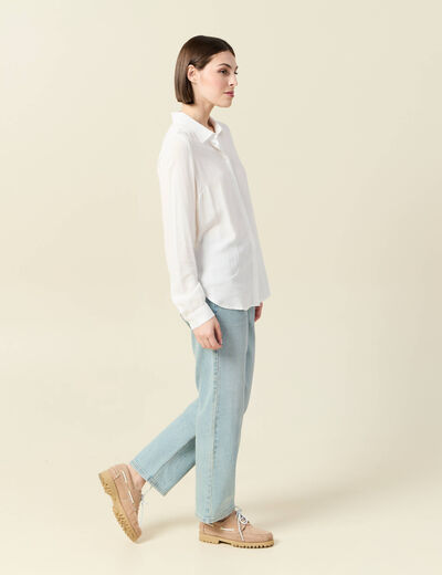 Chemise manches longues fluide blanc femme