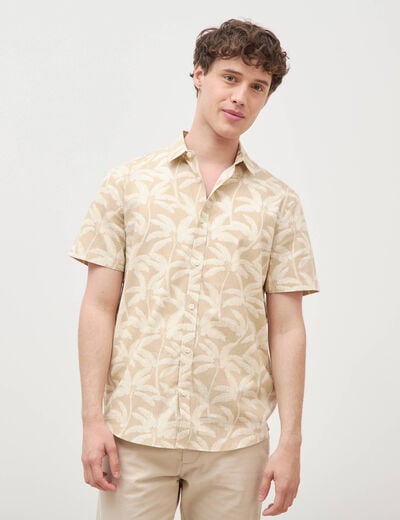 Chemise manches courtes beige moyen homme