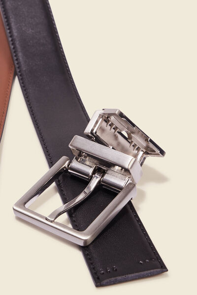Ceinture réversible en cuir noir homme