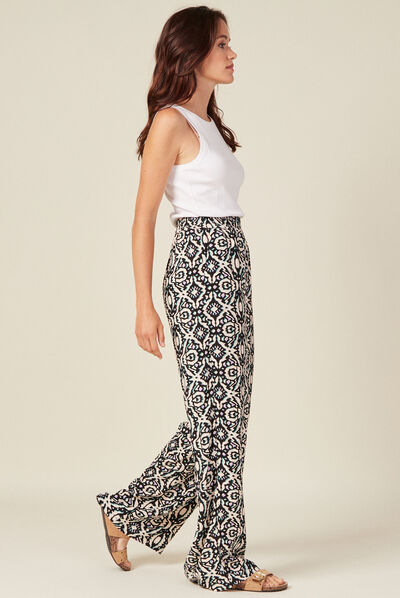 Pantalon large fluide noir femme