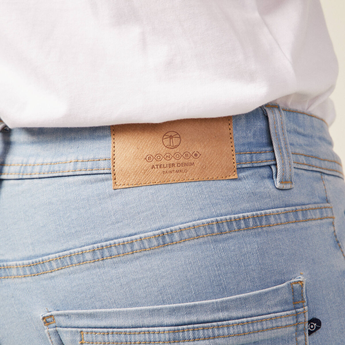 Jeans slim éco-responsable denim bleach homme