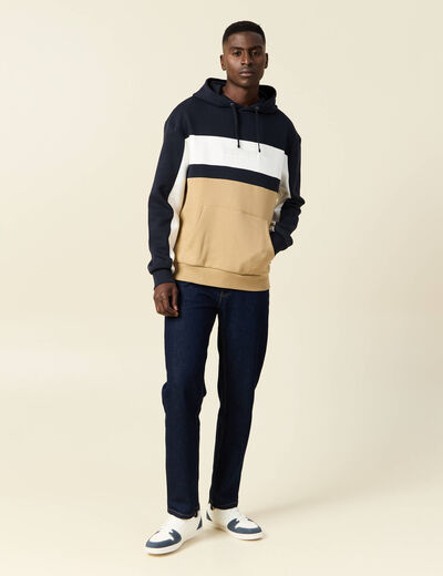 Sweat à capuche 1 poche bleu marine homme