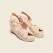 Sandales compensées paille creme femme