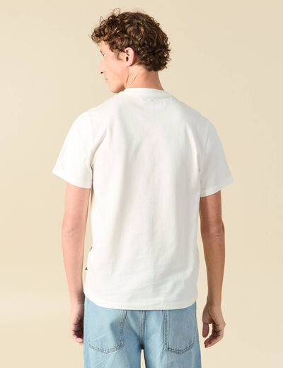 T-shirt col rond manches courtes brod&eacute; ecru homme