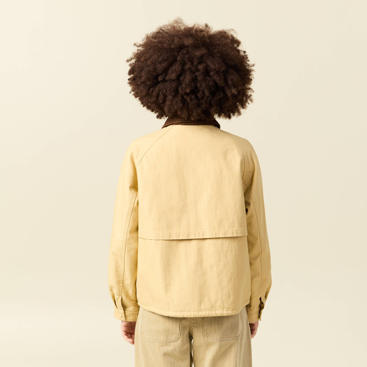 Veste oversize mi-longue en coton beige femme