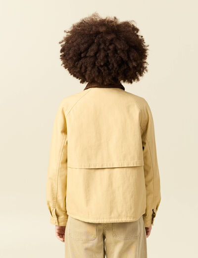 Veste oversize mi-longue en coton beige femme