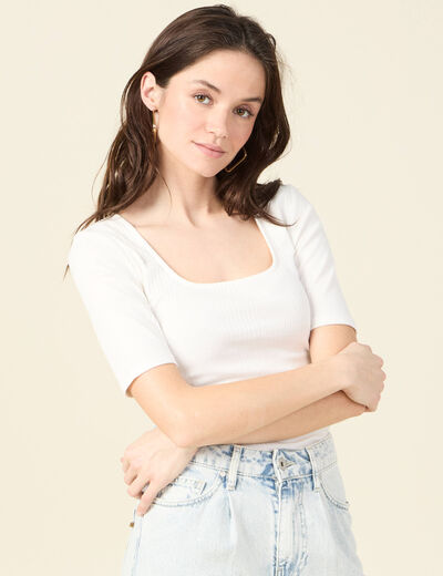 T-shirt éco-responsable creme femme