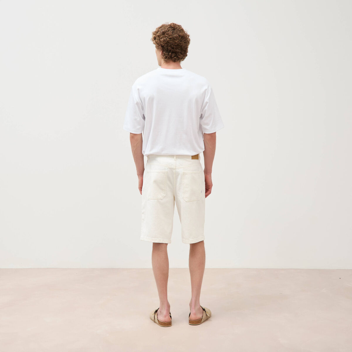Bermuda en jean coton denim blanc homme