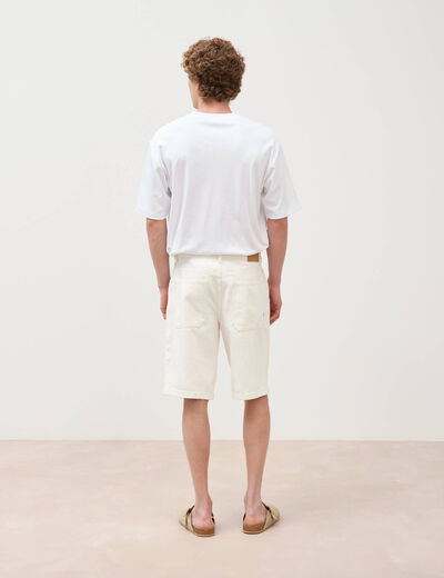 Bermuda en jean coton denim blanc homme