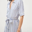 Robe manches courtes col am&eacute;ricain ecru femme