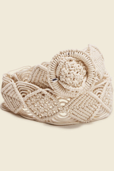 Ceinture macramé ecru femme