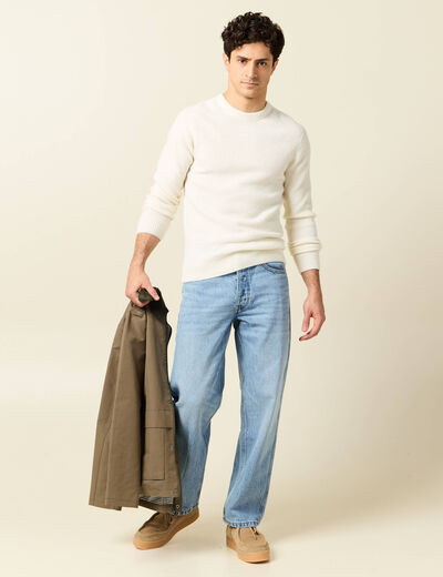 Jeans relax 5 poches denim bleach homme