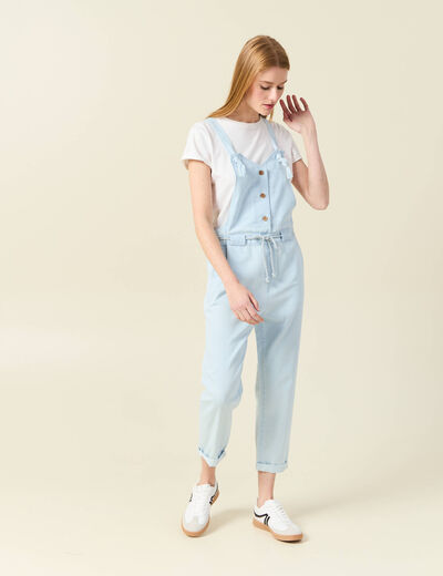 Salopette en denim denim bleach femme