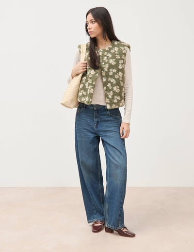 Gilet sans manches r&eacute;versible vert kaki femme