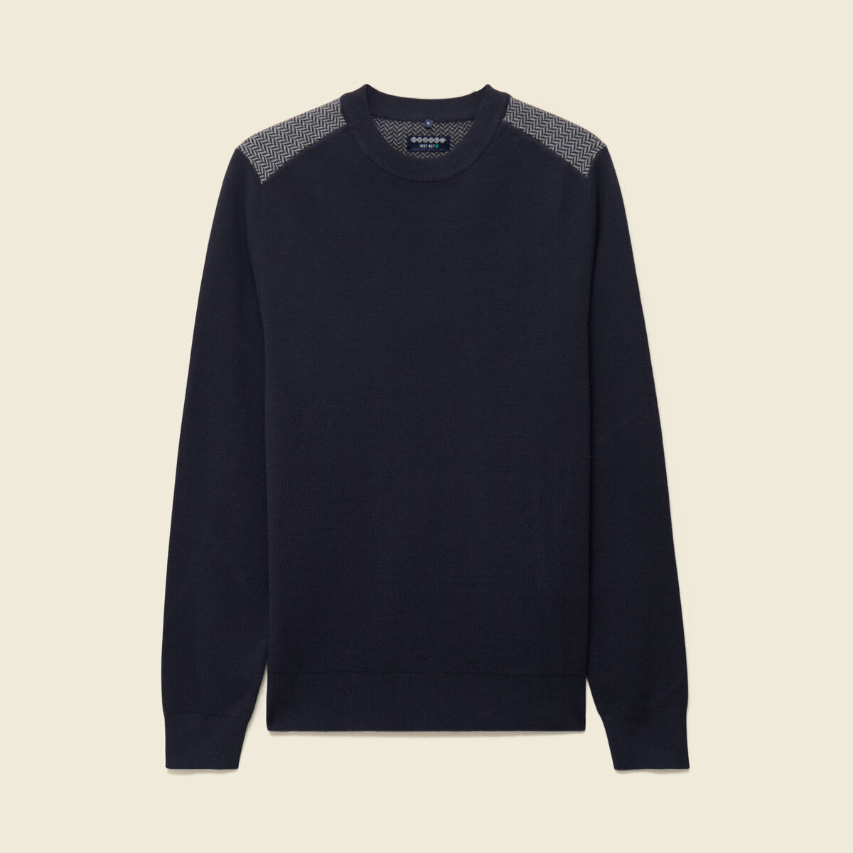 Pull fin col rond manches longues bleu marine homme