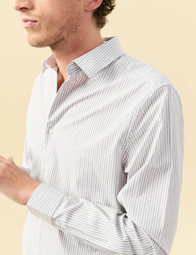 Chemise manches longues gris fonc&eacute; homme