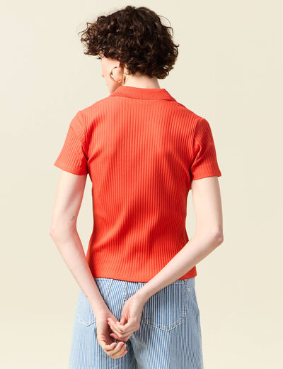 Polo manches courtes orange femme
