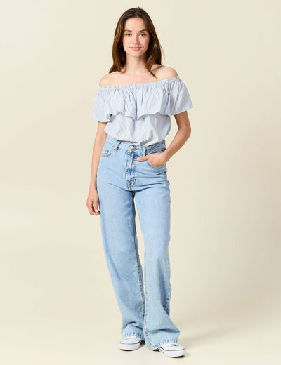 Blouse manches courtes ecru femme