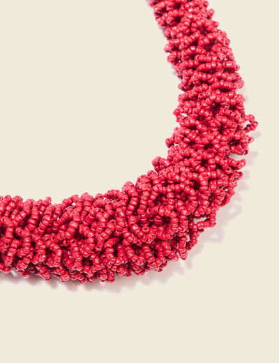 Collier avec perles rouge femme
