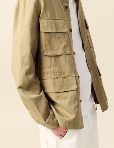 Veste oversize poches rabat taupe homme