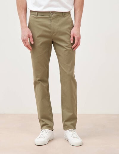 Pantalon chino slim vert kaki homme