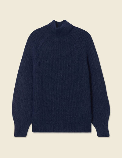 Pull manches longues bleu marine femme