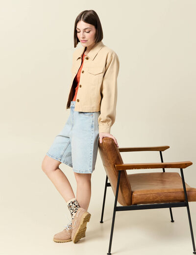Débardeur cintré court col rond orange foncé femme