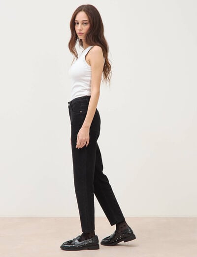 Jeans mom 7/8&egrave;me denim noir femme