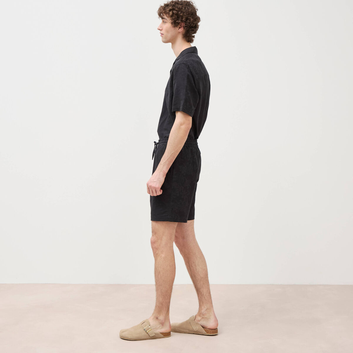 Bermuda coupe droite noir homme