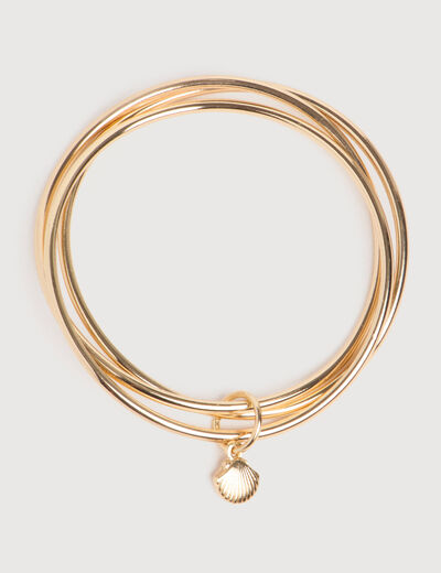Bracelets 3 joncs dor&eacute;s couleur or femme