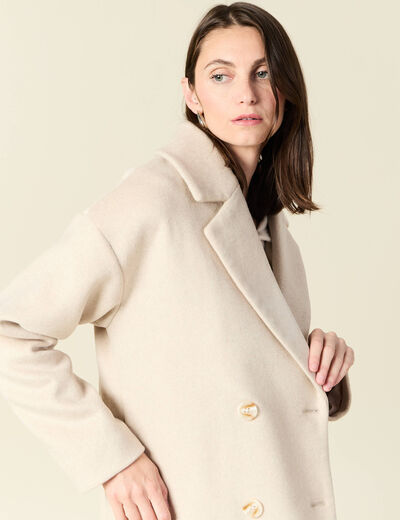 Manteau long oversize creme femme