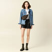 Short similicuir ceinturé noir femme