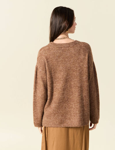 Pull manches longues marron foncé femme