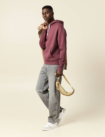 Sweat à capuche bordeaux homme