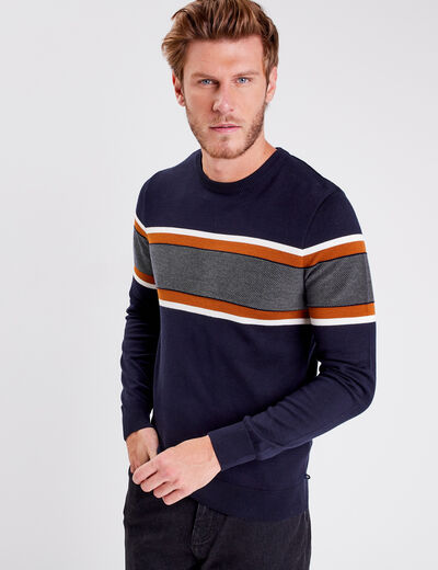 Pull manches longues bleu foncé homme