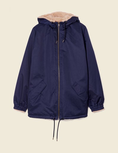 Parka r&eacute;versible bleu marine femme