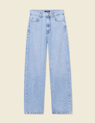 Jeans large 5 poches denim baby bleu femme