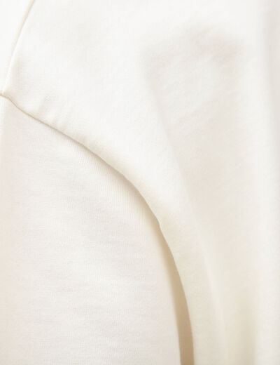 Sweat ample col rond manches courtes ecru homme