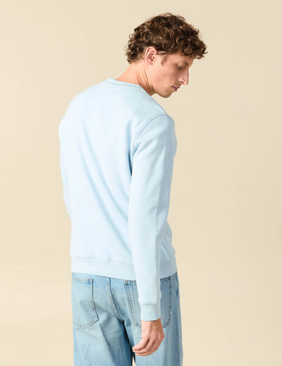 Sweat manches longues avec broderie bleu ciel homme