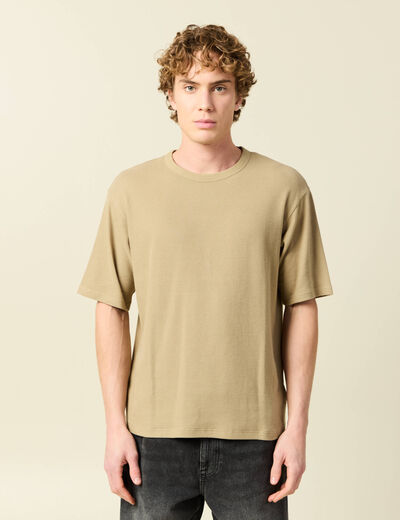 T-shirt ample en coton manches courtes beige fonce homme