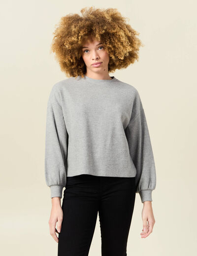 Sweat manches longues oversize gris femme