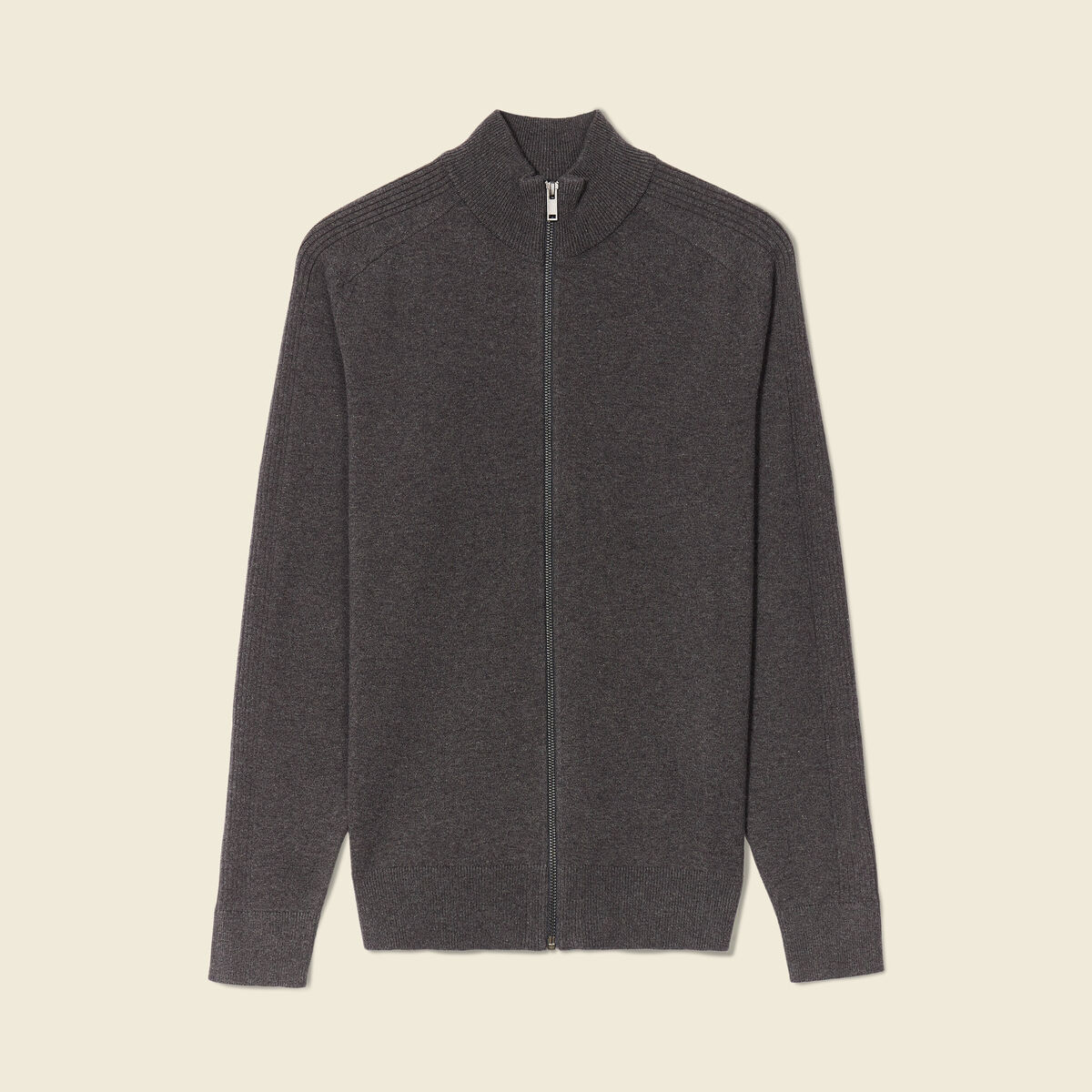 Gilet manches longues zippé gris foncé homme