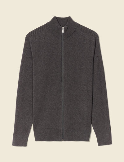 Gilet manches longues zippé gris foncé homme
