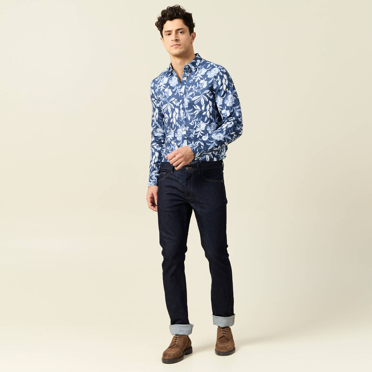 Chemise manches longues bleu homme